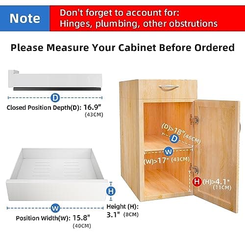 Heavy Duty Pull Out Cabinet Organizer for Kitchen - 15.8W x 16.9D x 3.1H