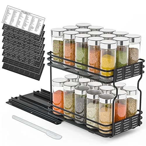 SpaceAid Heavy Duty Pull-Out Spice Rack Organizer, Cabinet Storage, 1 Drawer 1-Tier