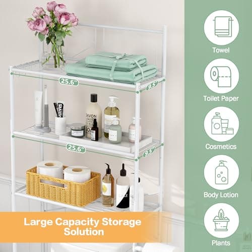 MallBoo White Over-The-Toilet 3-Tier Storage Rack