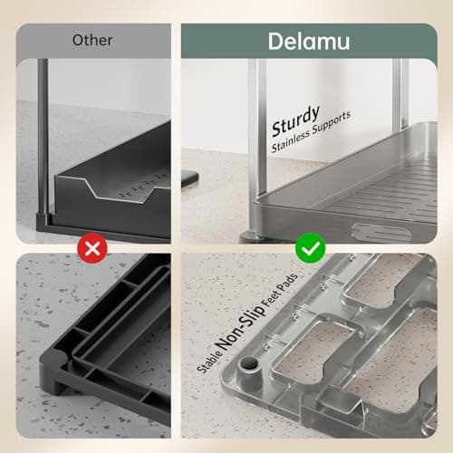 Delamu 2 Pack Under Sink Organizer, 11.38 Pull Out Storage Shelves for Kitchen and Bathroom