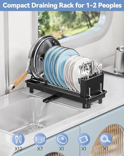 Stainless Steel Small Dish Drying Rack with Cutlery Holder