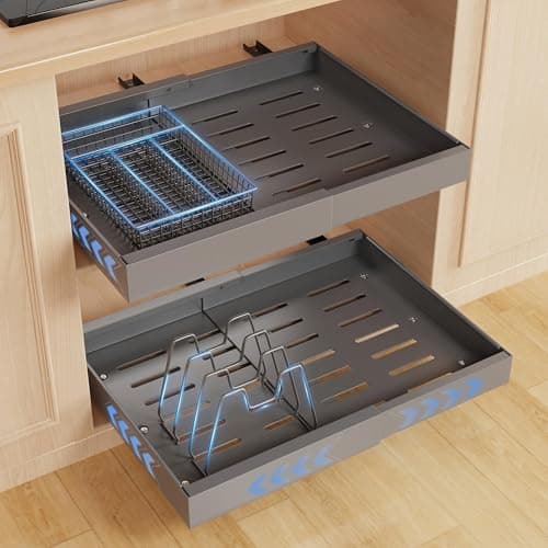 2 Pack Expandable Cabinet Organizer, White, 16.5" Deep