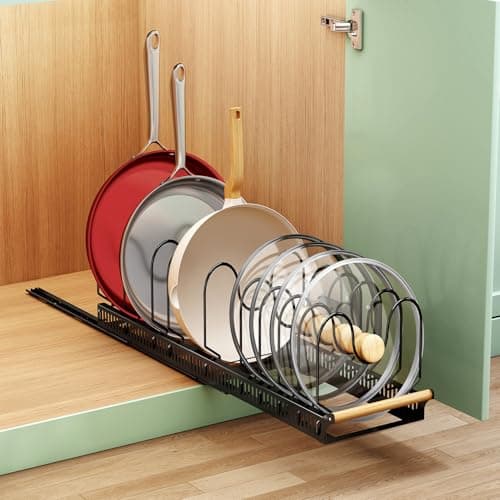 Under Cabinet Pull Out Pan Organizer for Home Kitchen Cookware