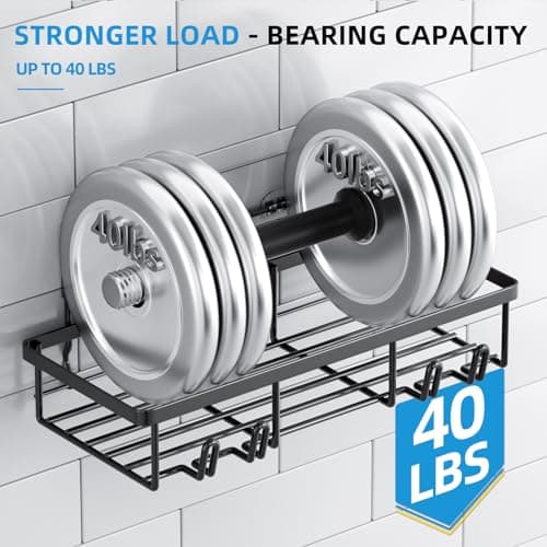No Drilling Adhesive Shower Caddy - 5 Pack Shelf with Hooks and Large Capacity Organizer