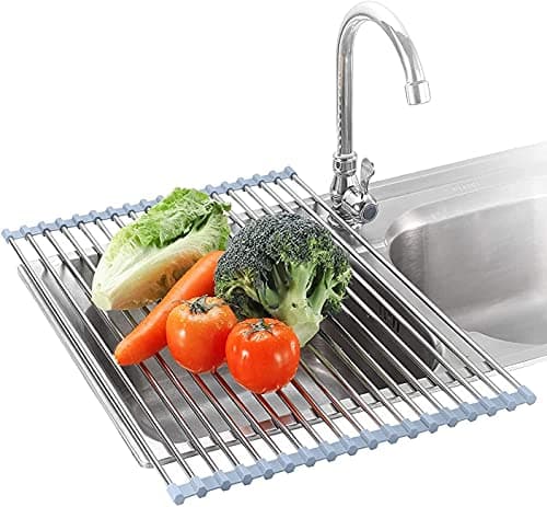 Seropy Roll-Up Dish Drying Rack Over Sink, Stainless Steel, 17.5"x11.8"