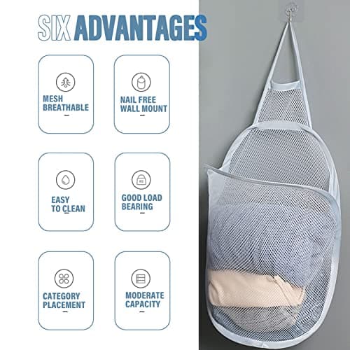 3-Piece Foldable Grey Mesh Laundry Hamper with Handle for Home & Hotel