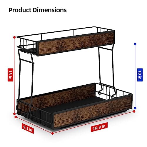 Under Sink Slide Out Organizer for Bathroom or Kitchen Storage, Black