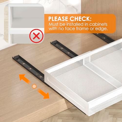 Pull Out Shelves Cabinet Organizer for Kitchen Pantry, Metal, 2 Pack
