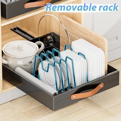 OVICAR Adhesive Slide Out Drawer - 12.2" W x 16.3"D Kitchen Bathroom Storage
