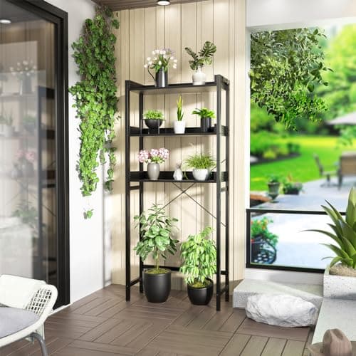 Freestanding Over-The-Toilet Storage Rack, 3-Tier Bathroom Organizer Shelf with Hooks - Black