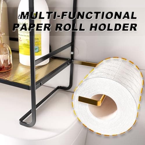 2-Tier Black Acrylic Over The Toilet Organizer, Large Capacity, Rust-Resistant