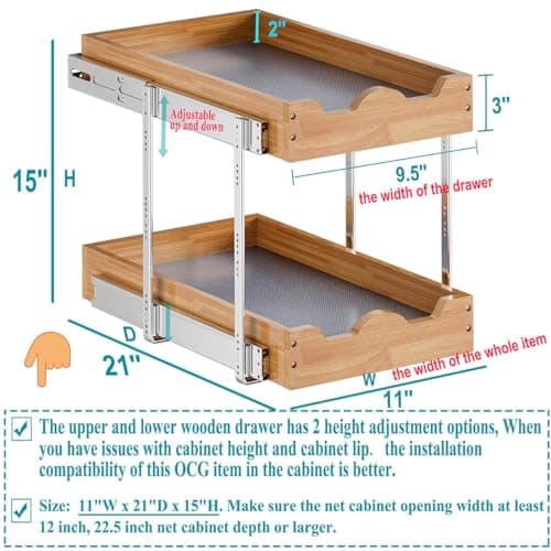 OCG 2-Tier Pull-Out Drawers for Kitchen Cabinets