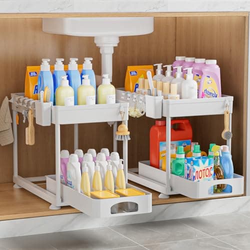 2-Tier Under Sink Organizer, Adjustable Kitchen & Bathroom Storage, Black