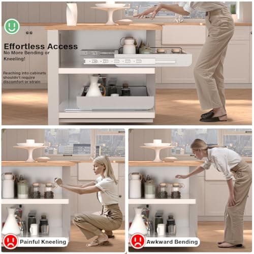 21" Expandable Pull-Out Cabinet Organizers with Divider Racks and Peel and Stick Rails
