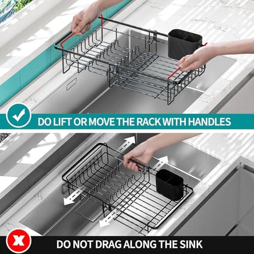 Expandable Sink Dish Drying Rack - Rustproof & Adjustable Kitchen Utensil Holder