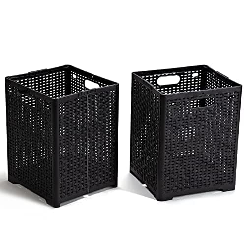 42L Black Foldable Plastic Laundry Hamper - Pack of 2