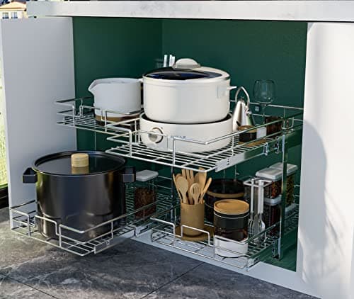 LOVMOR 2 Tier Slide Out Kitchen Cabinet Organizer