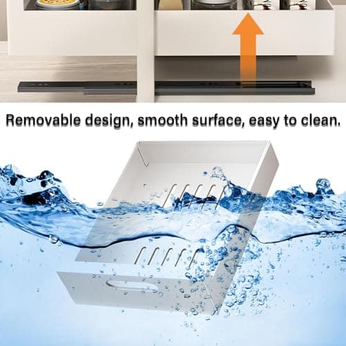 Telescopic Cabinet Organizer with Sliding Drawer Inserts (white, 30-1)