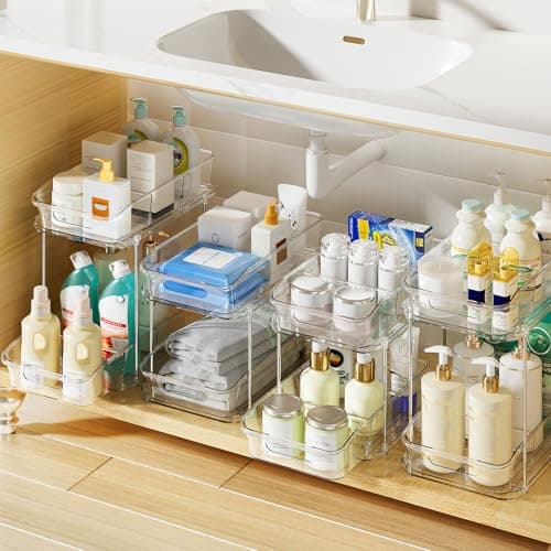 Delamu 2-Tier Clear Under Sink & Kitchen Pantry Storage Organizers