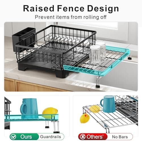 GSlife Large Extendable Dish Drying Rack - Black