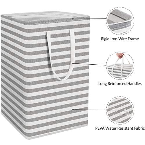 WISELIFE 2-Pack Collapsible Large Laundry Hamper, Grey - 75L Storage Basket