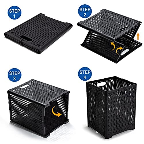 42L Black Foldable Plastic Laundry Hamper - Pack of 2