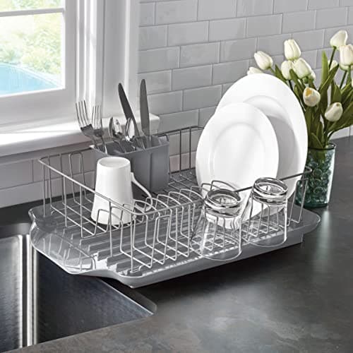 Farberware Large Capacity Dish Drying Rack Set with Drainboard & Utensil Holder