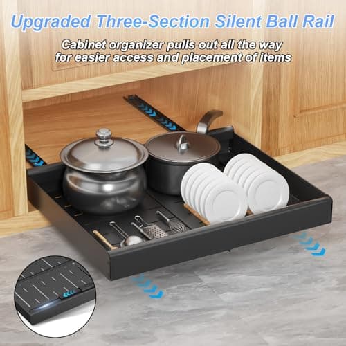 12.4" to 19.3" Adjustable Slide-Out Drawer Organizer for Kitchen Cabinets