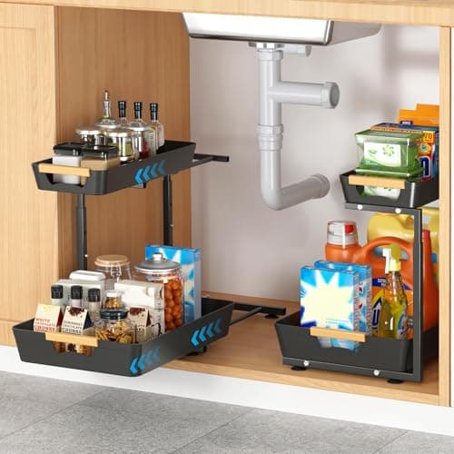 2-Tier Under Sink Organizer with Sliding Shelf for Kitchen and Bathroom