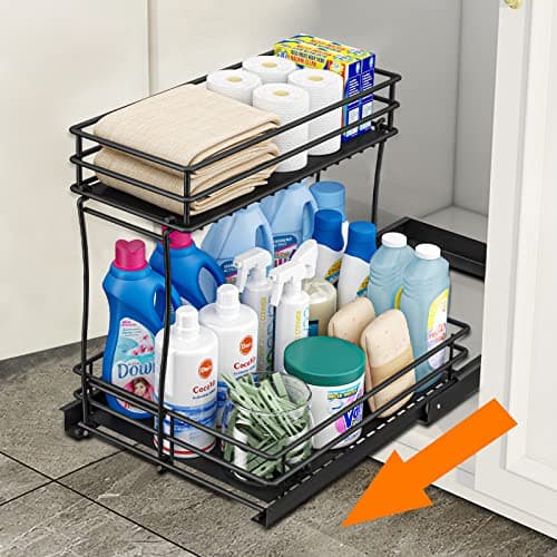 Under Sink Pull Out Cabinet Organizer with Sliding Wire Drawer