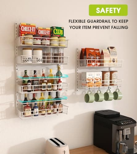 White Heavy-Duty Over Door Pantry Spice Organizer - 6 Adjustable Baskets