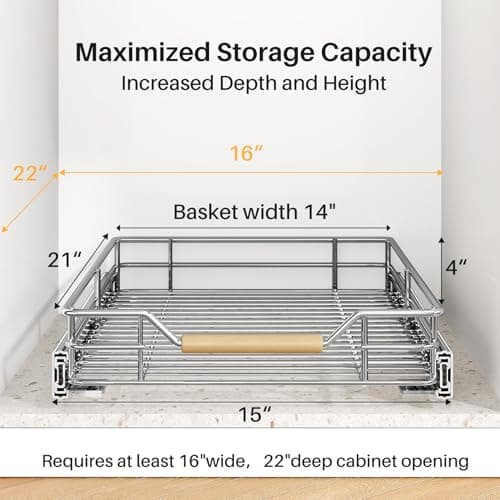 Heavy Duty Roll Out Cabinet Organizer for Kitchen Pots and Pans