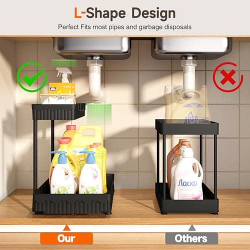Black 3-Pack Under Sink Organizers with Sliding 2-Tier Bathroom Storage