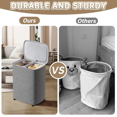 THEVryndlyx Grey 50L Laundry Hamper with Removable Bags