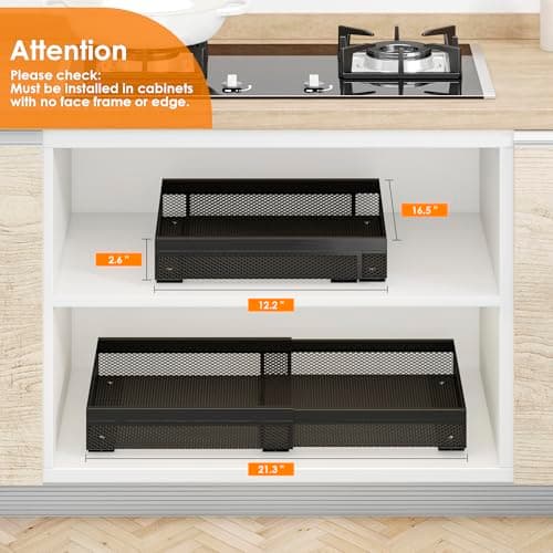 Expandable 16.5" Deep Slide Out Kitchen Cabinet Organizer, Metal, 1 Pack