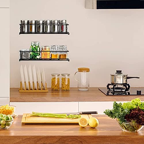 4 Pack Demoyaya Spice Rack Organizer, Wall Mountable with Adhesive or Screws, Spice Shelves Kitchen Pantry