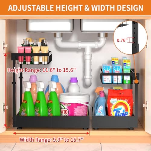 2-Pack Expandable Under Sink Organizers for Kitchen & Bathroom
