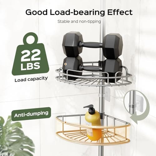 Hamitor Corner Shower Caddy: 4-Tier Rust-ResistantAdjustable Shelves - Silver Grey