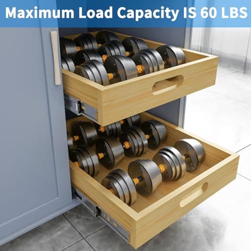 Soft Close Slide Out Cabinet Organizer, 15" x 21" Wood Shelves for Kitchen Cabinets