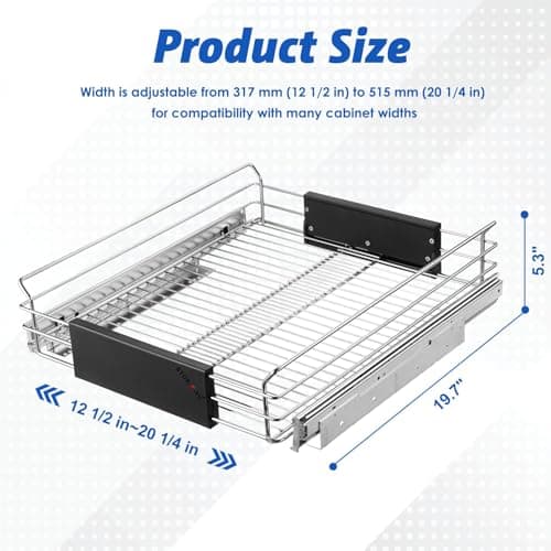 Heavy Duty Chrome Plated Slide Out Drawer Organizer for Kitchen Cabinets