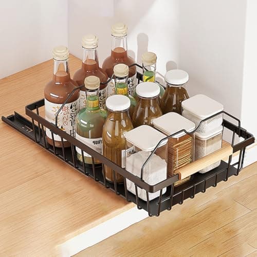 Heavy Duty Black Under Sink Cabinet Organizer, Pull-Out Drawer for Kitchen & Bathroom Storage