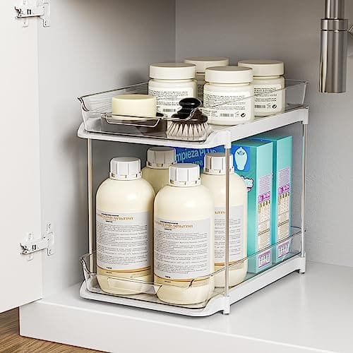 Delamu 2-Tier Pull-Out Sink Organizer with Movable Dividers