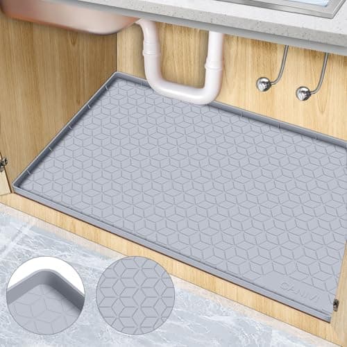 Waterproof Silicone Mat for Under Sink Kitchen & Laundry Cabinets Light Grey