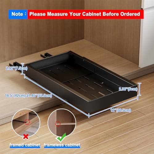 2 Pack Black Adhesive Pull Out Cabinet Organizer for Kitchen, Cupboard & Pantry