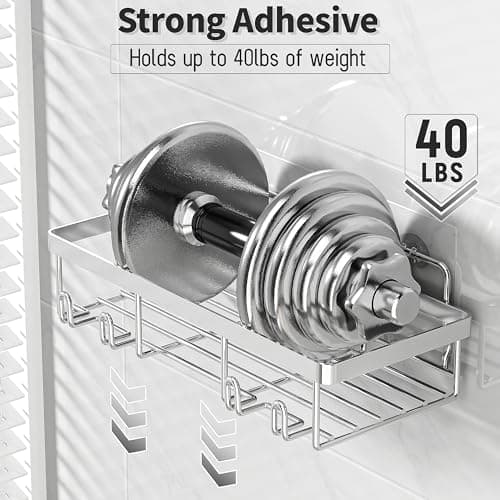 5 Pack Rustproof Stainless Steel Shower Caddy Organizer, Silver
