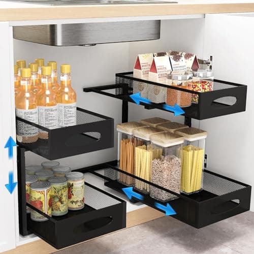 2 Tier Under Sink Organizer with Sliding Drawers for Home and Office (1 Pack)