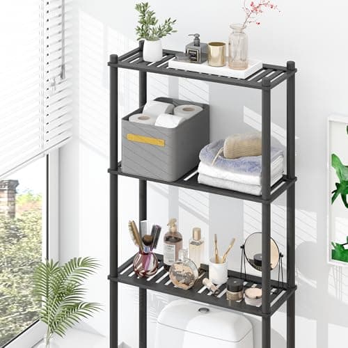 Black 3-Tier Over the Toilet Storage Organizer Rack