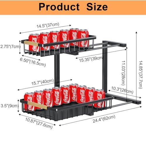 2-Tier Under Sink Organizer with Metal Drawers for Kitchen and Bathroom Storage