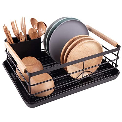 BRIAN & DANY Stainless Steel Dish Drying Rack with Cutlery Holder & Drainboard