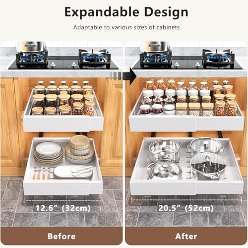21" Deep 2Pack Expandable Cabinet Organizers, White